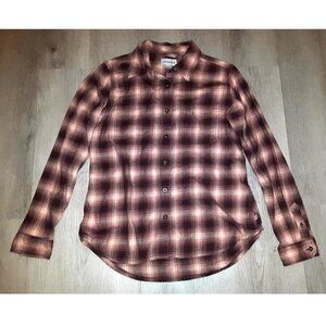 Carhartt Pink and Brown Plaid Button Down Long Sleeve Shirt Flannel Size Medium